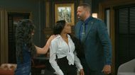 Beyond the Gates: Bill chastises Caroline for leaving a box on the floor | Image: CBS